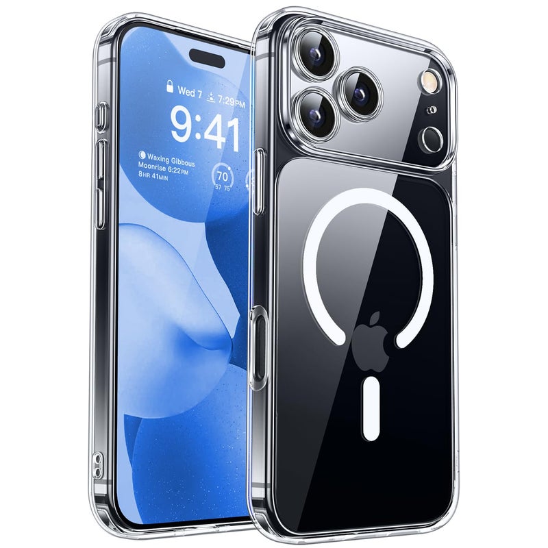 كانشن CANSHN Magnetic for iPhone 17 Pro Max Case Clear, Upgraded [Full Camera Protection] [Compatible with Magsafe] Non-Yellowing Protective Shockproof Bumper Phone Case 6.9 inch - Clear - Image 1