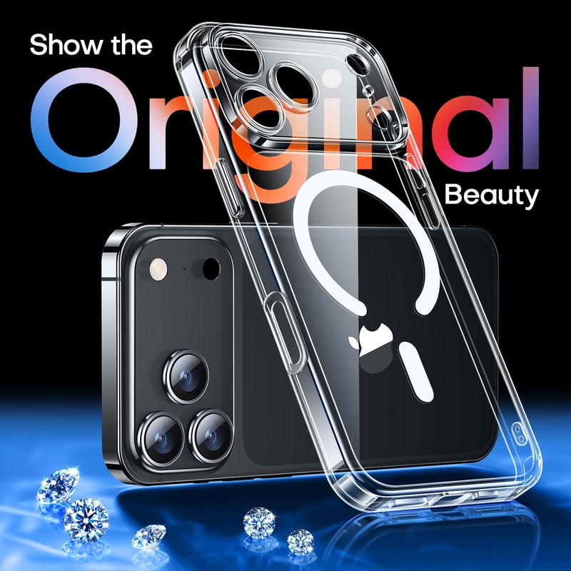 كانشن CANSHN Magnetic for iPhone 17 Pro Max Case Clear, Upgraded [Full Camera Protection] [Compatible with Magsafe] Non-Yellowing Protective Shockproof Bumper Phone Case 6.9 inch - Clear - Image 3