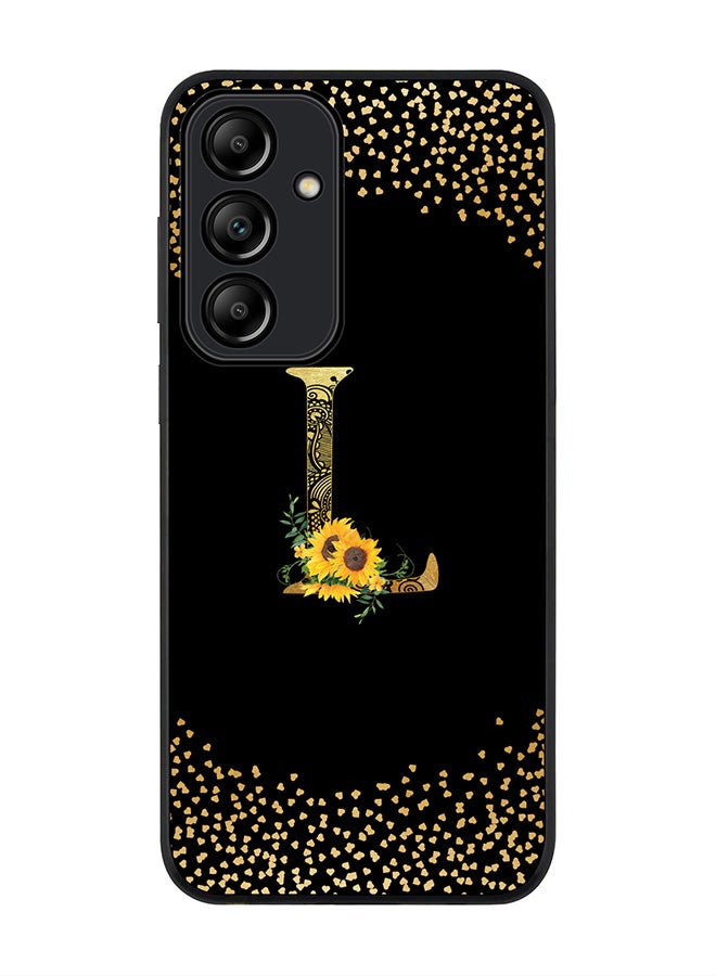 Stylizedd Rugged Black Edge Case for Samsung Galaxy A35 Case Cover- Custom Monogram Initial Letter Mandala Floral Pattern Alphabet - L(Black) - Image 1