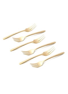 Life Smile 12pcs Cutlery Set, 18/10 Stainless Steel, Flatware Set, 12pcs Cake Fork, Shine Champagne Gold, for Home Kitchen, Mirror Polished - Dishwasher Safe  - Image 2