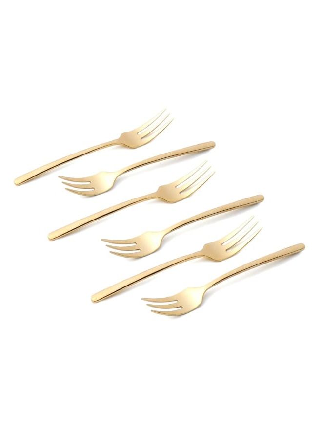 Life Smile 12pcs Cutlery Set, 18/10 Stainless Steel, Flatware Set, 12pcs Cake Fork, Shine Champagne Gold, for Home Kitchen, Mirror Polished - Dishwasher Safe - Image 2