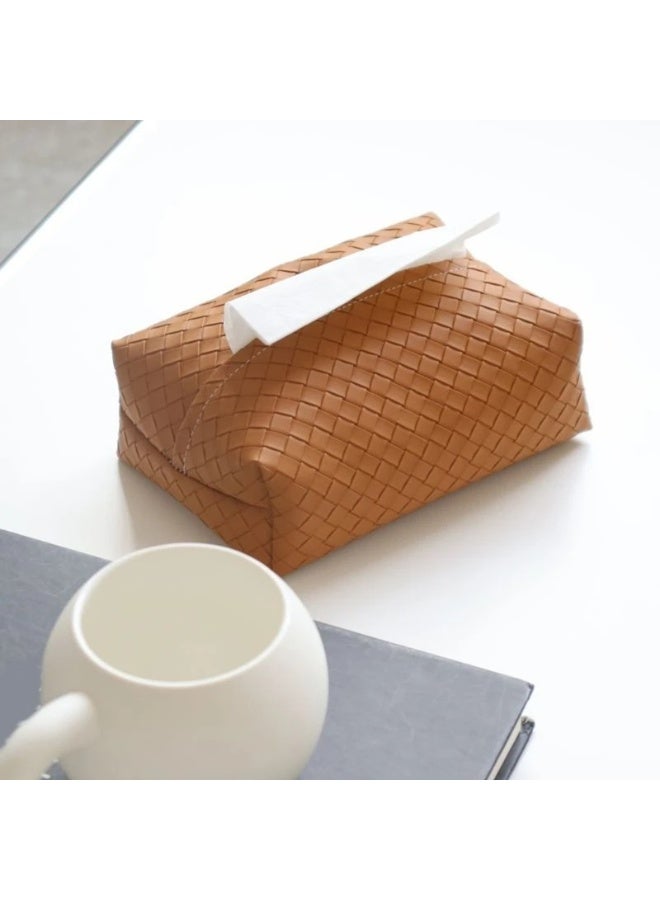 2Pcs Tissue Box Cover PU Leather Tissue Holder Square Facial Tissue Case Facial Paper Organizer Dispenser - Image 2