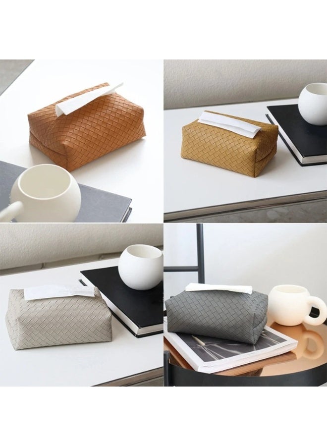 2Pcs Tissue Box Cover PU Leather Tissue Holder Square Facial Tissue Case Facial Paper Organizer Dispenser - Image 3