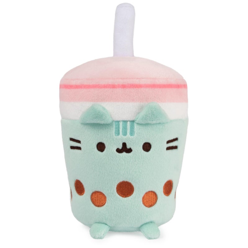 GUND Pusheen Boba Tea Cup Plush Cat Stuffed Animal for Ages 8 and Up, Green/Pink, 6â€ - Image 2