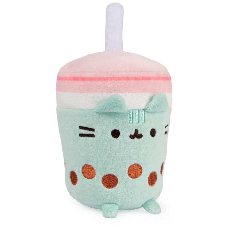 GUND Pusheen Boba Tea Cup Plush Cat Stuffed Animal for Ages 8 and Up, Green/Pink, 6â€ - Image 3