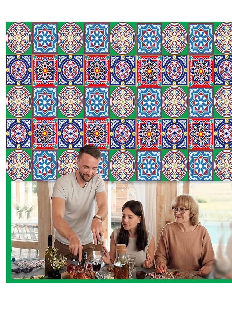 بوستر نقوش اسلامية خلفية حمراء لزينة رمضان للتعليق علي الحائط كخلفية ويمكن يستخدم كمفرش او كستارة - Image 1