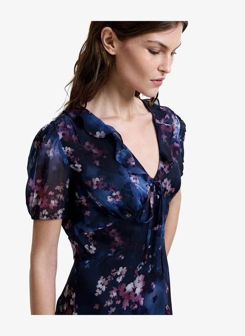 French Connection  Women's Navy Multi Clara Emina Midi Smock Dress for Women | Best Price UAE