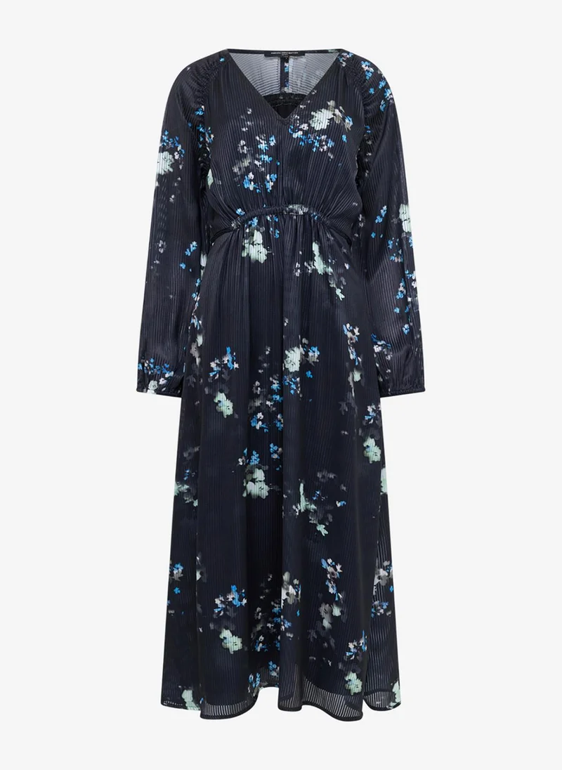 French Connection  Women's Navy Multi Clara Emina Midi Smock Dress for Women | Best Price UAE