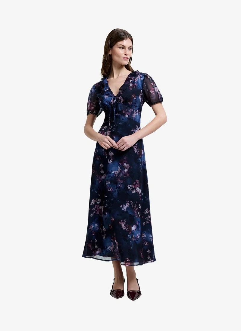 French Connection  Women's Navy Multi Clara Emina Midi Smock Dress for Women | Best Price UAE