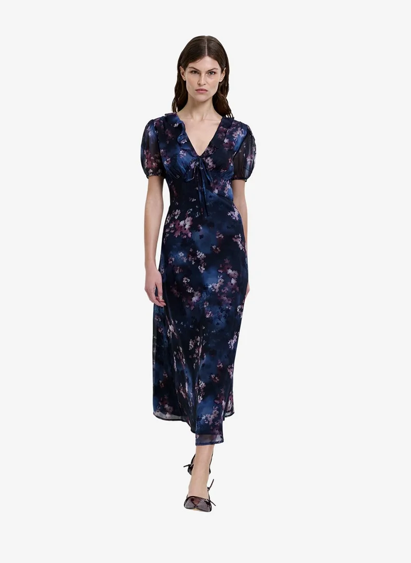 Women's Navy Multi Clara Emina Midi Smock Dress