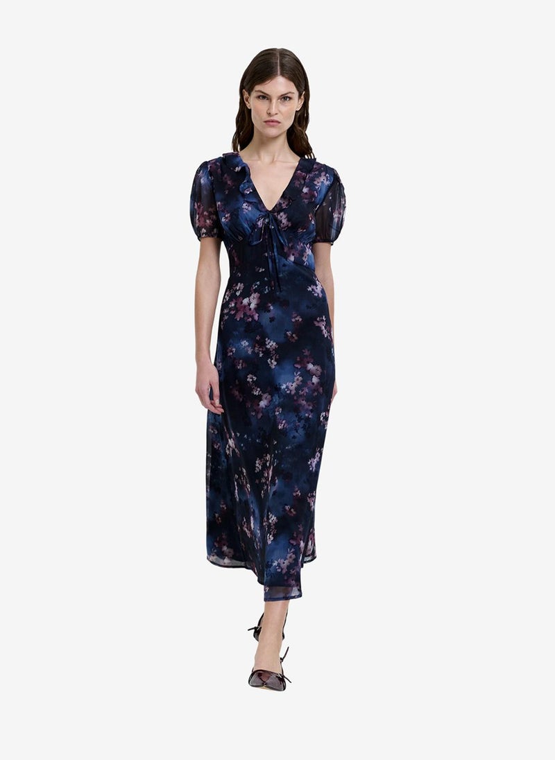 French Connection Women's Navy Multi Clara Emina Midi Smock Dress - Image 1