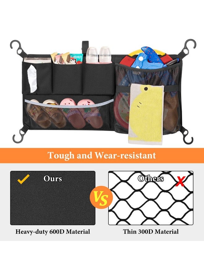 GRAOSO Stroller Wagon Cargo Net, Wagon Accessories Organizer Compatible with WONDERFOLD W-Series Models, Large Capacity Mesh Cargo Storage Bag with Sorting Pockets Compatible with Keenz Wagon, Black - Image 3