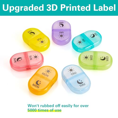 Rabbonix Weekly Medicine Organizer Box 02 Times a Day, Daily Tablets Container Case Travel Pill Box For 07 days | Black And Multicolor | 01 Pcs - Image 3