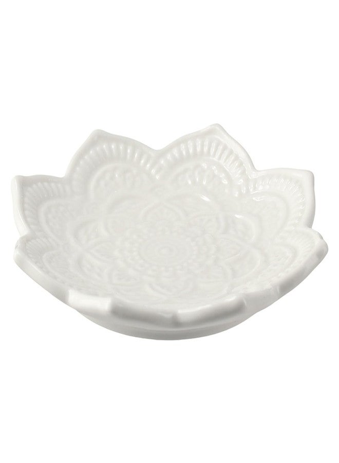hobbyme Tracing Gold Lotus Plate Ceramic Ring Jewelry Plate Tabletop Jewelry Storage Tray Decoration,Ceramic Mandala Ring Holder,Decorative Jewelry Holder,Decorative Tray(white,style 2) - Image 1