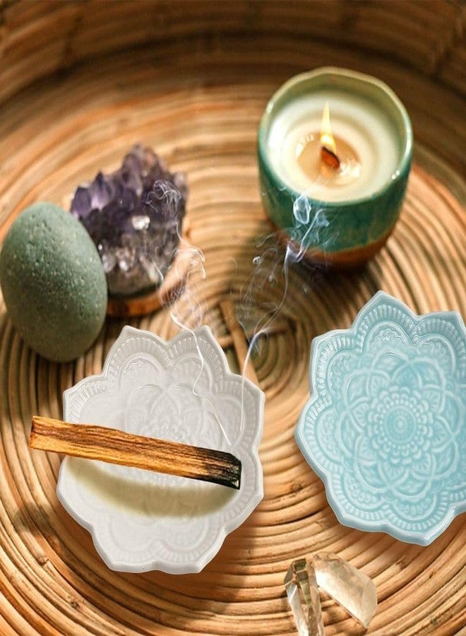 hobbyme Tracing Gold Lotus Plate Ceramic Ring Jewelry Plate Tabletop Jewelry Storage Tray Decoration,Ceramic Mandala Ring Holder,Decorative Jewelry Holder,Decorative Tray(white,style 2) - Image 4