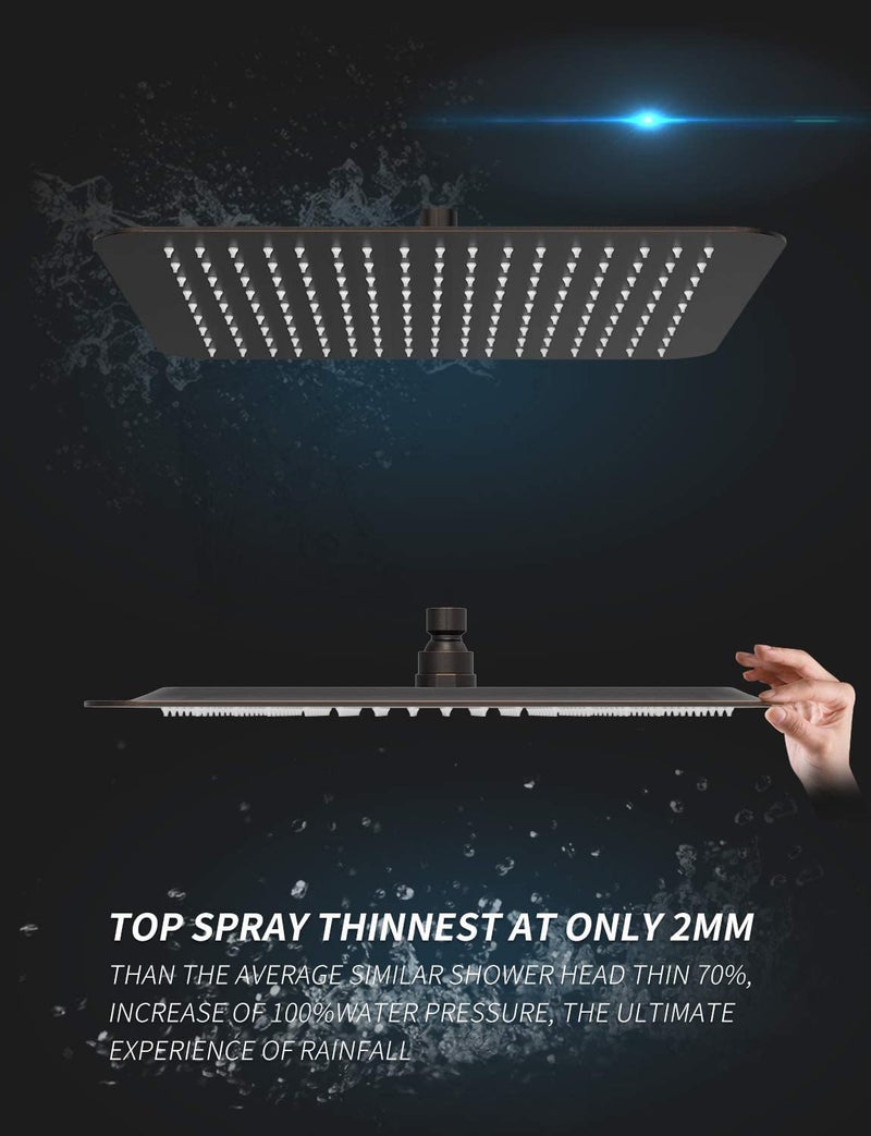 TOSCH Stainless Steel 304 Grade 10X10 High Pressure Square Extra Heavy Rainfall Ultra Slim Ceiling or Wall mount Overhead shower (Without Arm) Chrome Finishing (Series-Super Heavy) - Image 2