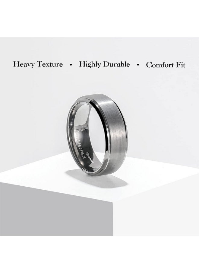 King Will - King Will Tungsten Carbide Wedding Ring for Men - 8mm Gunmetal Grey Matte Brushed Finish Comfort Fit Mens Wedding Band for Everyday Wear 10 - Image 1