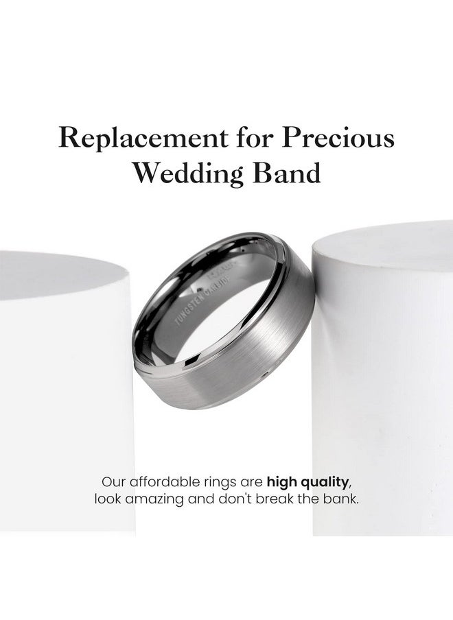 King Will - King Will Tungsten Carbide Wedding Ring for Men - 8mm Gunmetal Grey Matte Brushed Finish Comfort Fit Mens Wedding Band for Everyday Wear 10 - Image 1