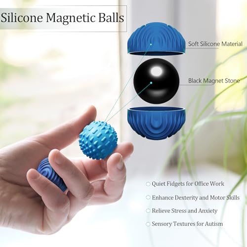 luckdoor Silicone Magnetic Balls Fidget Toys for Adults Teens4PCS Stress Relief Sensory Toys for Autism ADHD AnxietyFun Textures GadgetsOffice Desk ToyStocking Stuffers for Men Women Teen Gifts - Image 5