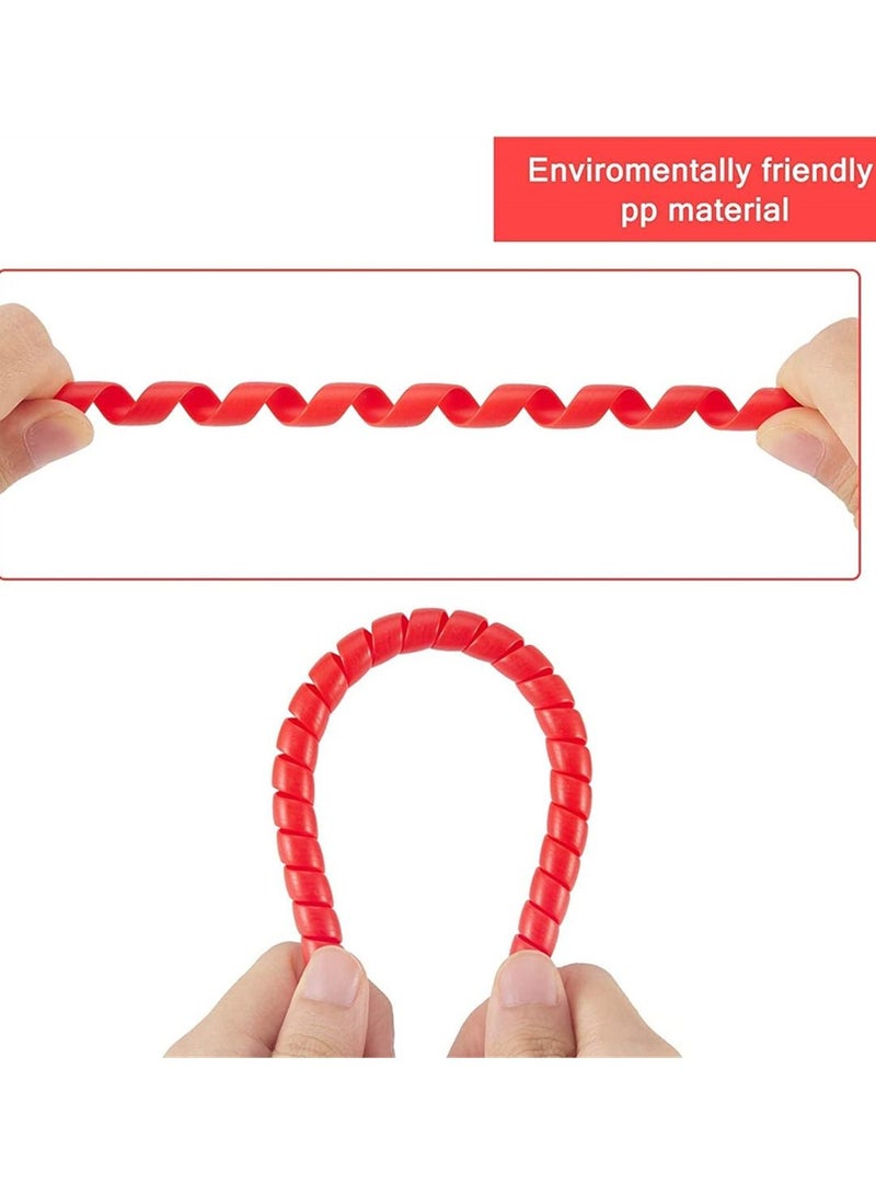Spiral Cable Wrap, Brake Line Tube Housing Protector Cover Wire Wrap Cord Wear Resistant Winding Pipe Flame Retardant Compatible with M365 Electric Scooter Red - Image 2