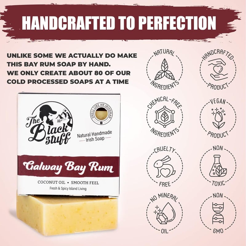 The Black Stuff All Natural Bar Soap for Men Handmade Cold Process Soaps with Organic Ingredients and Essential Oils Mens Soap for Daily Use Galway Bay Rum Body Soap - Image 5
