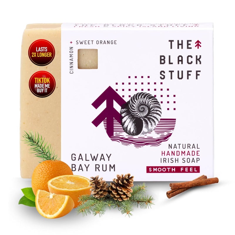 The Black Stuff All Natural Bar Soap for Men Handmade Cold Process Soaps with Organic Ingredients and Essential Oils Mens Soap for Daily Use Galway Bay Rum Body Soap - Image 1