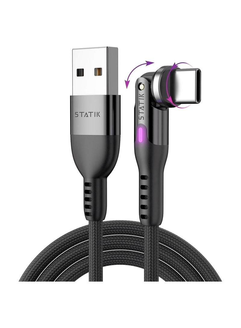 Statik PowerPivot 12W USB-C Cable - Right Angle, 360 Rotating Head, 90 Swivel, 6FT/2M - Image 1