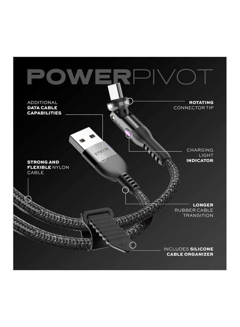 Statik PowerPivot 12W USB-C Cable - Right Angle, 360 Rotating Head, 90 Swivel, 6FT/2M - Image 5