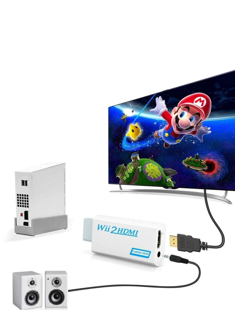 General - Wii to HDMI Converter,Wii HDMI Adapter with Hdmi Cable Connect Wii Console to HDMI Display in 1080p Output Video with 3.5mm Audio Supports All Wii Display Modes White - Image 1