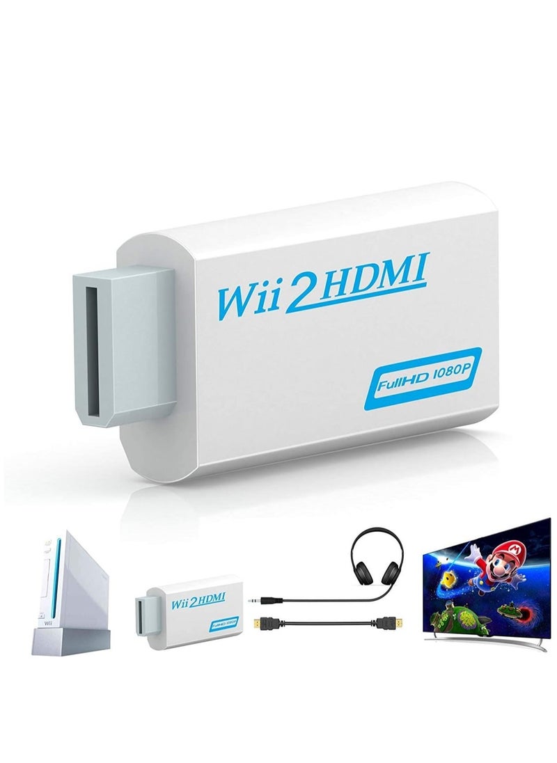 General - Wii to HDMI Converter,Wii HDMI Adapter with Hdmi Cable Connect Wii Console to HDMI Display in 1080p Output Video with 3.5mm Audio Supports All Wii Display Modes White - Image 1