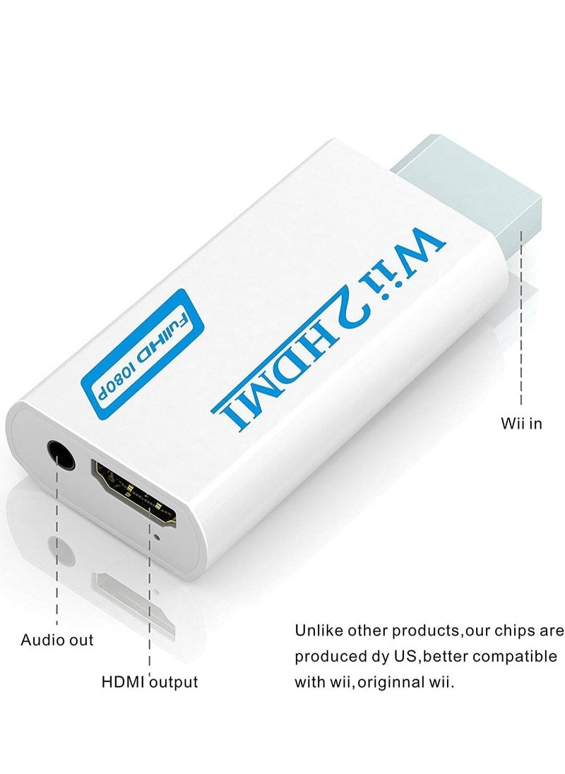 General - Wii to HDMI Converter,Wii HDMI Adapter with Hdmi Cable Connect Wii Console to HDMI Display in 1080p Output Video with 3.5mm Audio Supports All Wii Display Modes White - Image 1