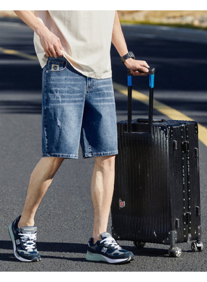 TonLion Men's Denim Shorts, Men's Jeans Shorts, Loose Fit Summer Thin Casual Denim Shorts For Men, Wide Leg Denim Shorts - Image 1