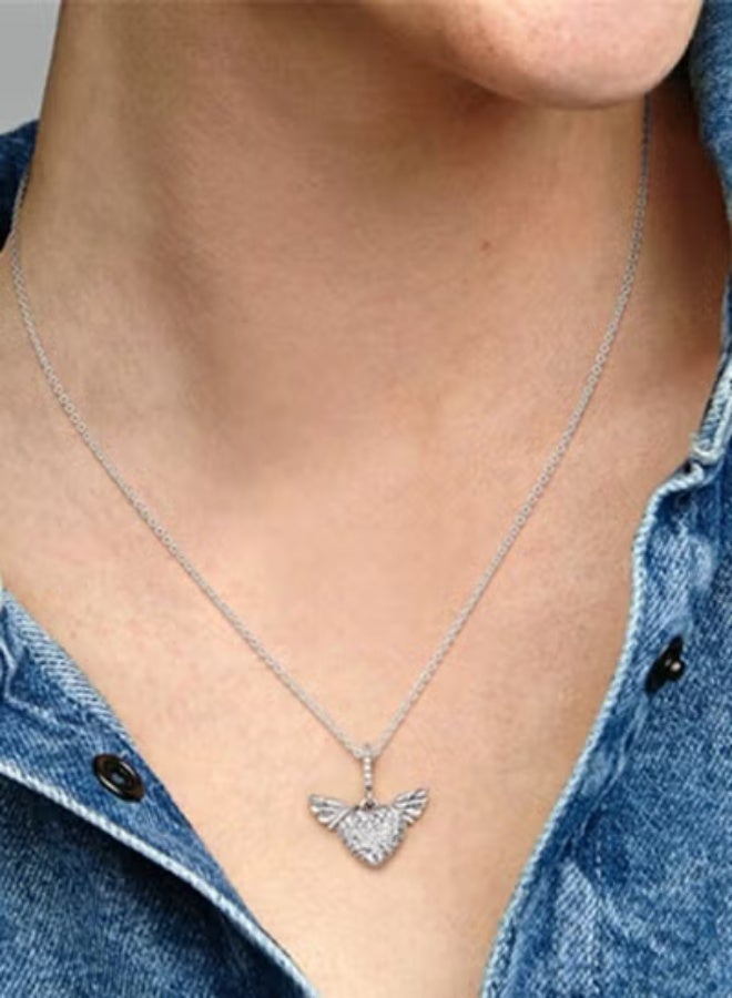 Chomel Women's Classic Cubic Zirconia silver Pave Inlay Hand drawn Love Pendant Birthday Gift for Girls Heart Shaped Necklace Clavicle Chain Neck Chain - Image 1