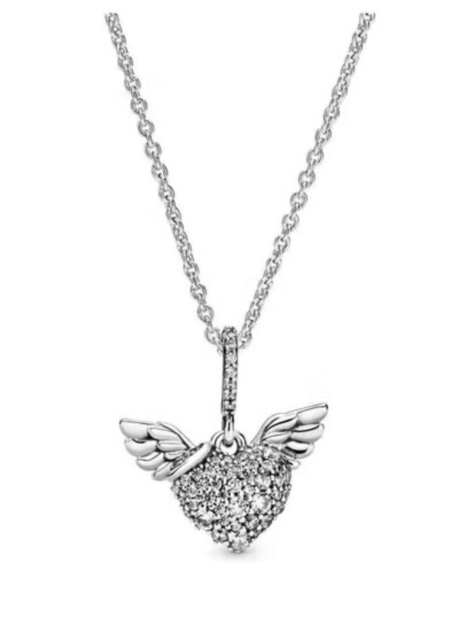 Chomel Women's Classic Cubic Zirconia silver Pave Inlay Hand drawn Love Pendant Birthday Gift for Girls Heart Shaped Necklace Clavicle Chain Neck Chain - Image 2