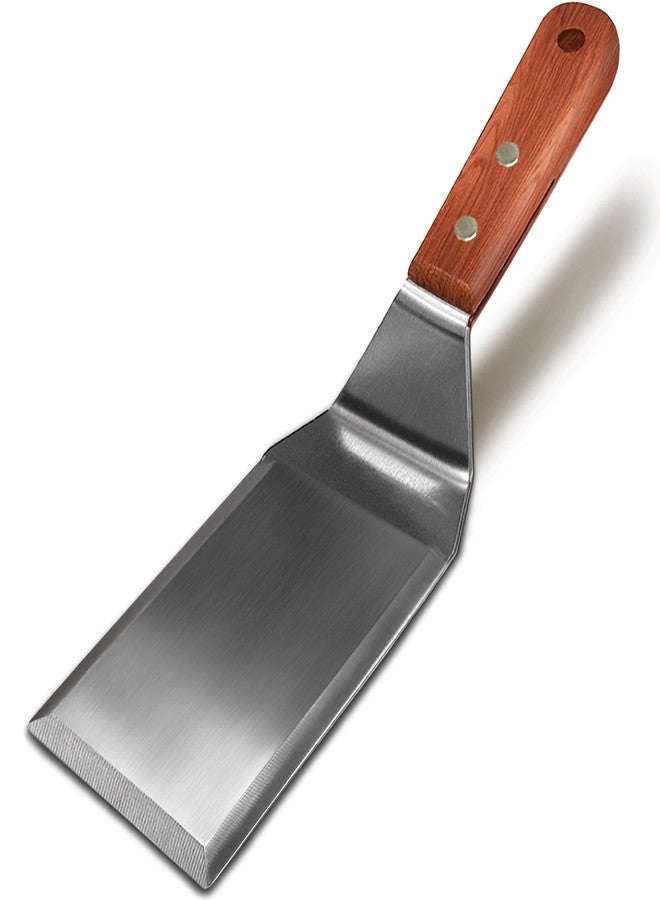 Adoco Stainless Steel Griddle Spatula, BBQ Grill Spatula Accessories for Blackstone,Metal Spatula w/Full Tang Wooden Handle & Beveled Edge for Pancake Flipper,Smash Burger Turner,10.7x2.8Inch - Image 1