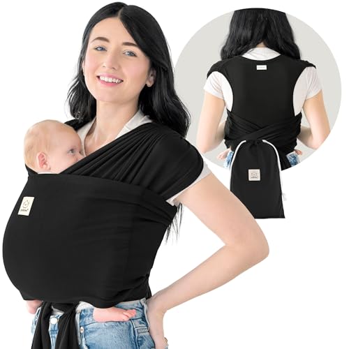 KeaBabies KeaBabies Baby Wrap Carrier Ring Sling Easy to Wear Adjustable DLite Baby Carrier Newborn to Toddler Infant Carrying Shirt Hands Free Bonding Breathable Fabric Wearing Wrap Trendy Black 