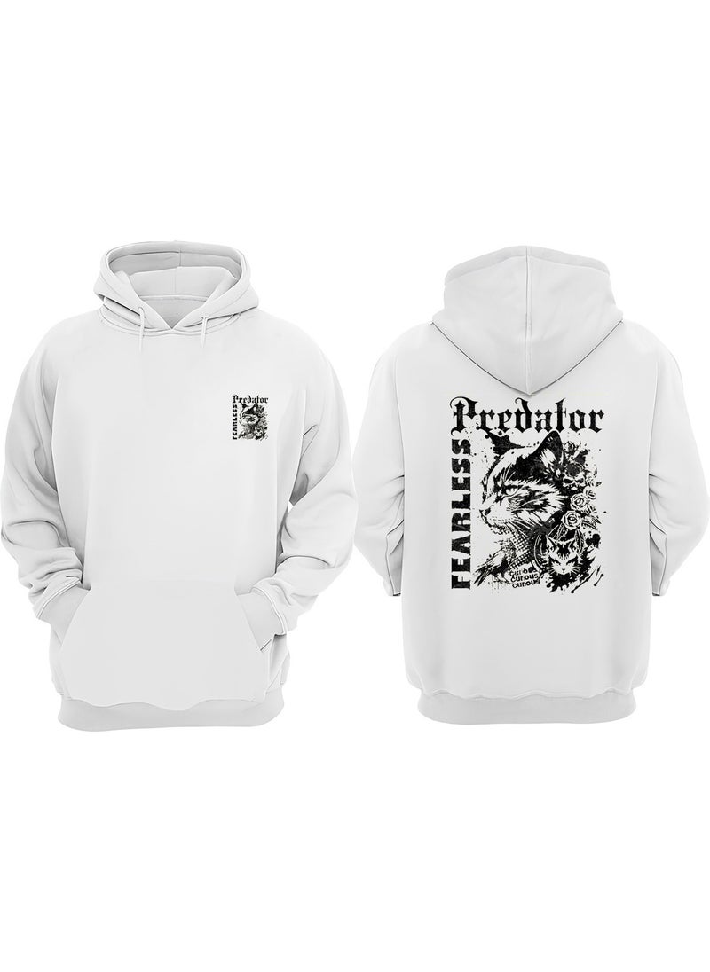The Wert - Unisex Predator Design Front Back Printed Regular Fit White Sweatshirt - Image 1