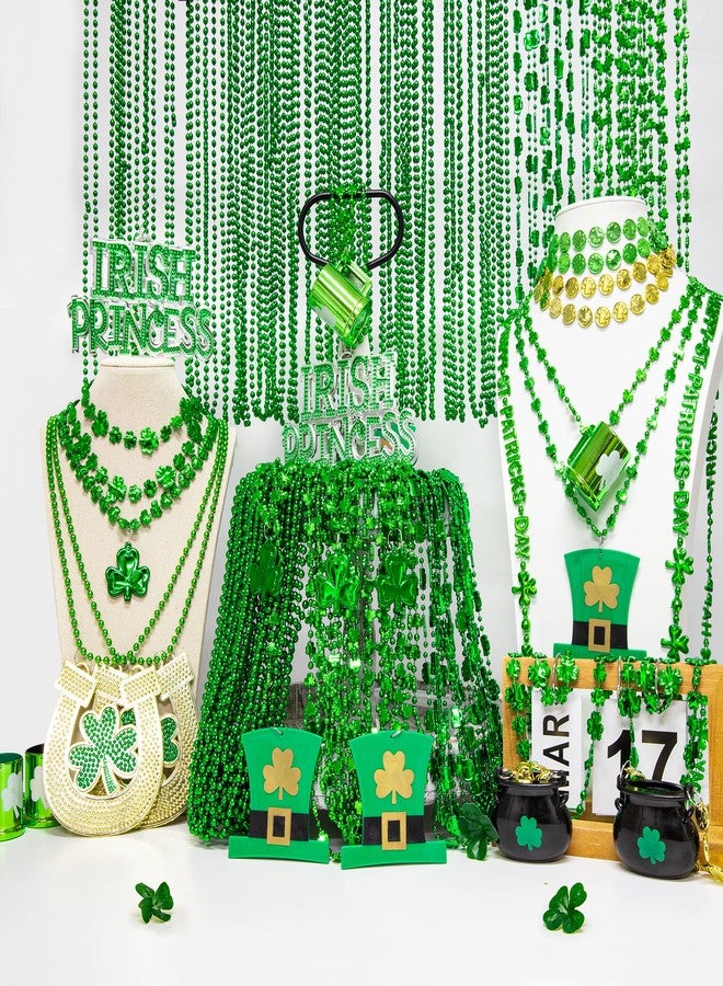 EOBOH 200PCS St Patricks Day Beads Necklace Accessories, 12 Kinds of St Patricks Beads, Irish Shamrock Beer Mug Coins Pendants, Adult St Patricks Necklaces Bulk for Parade Party Supplies Favors - Image 4
