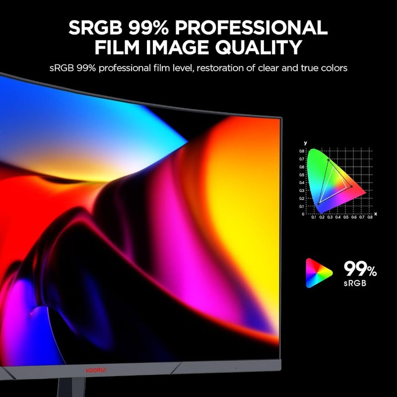 Gaming Monitor for PC - FHD 1080P Curved VA Panel, 165Hz Refresh Rate, 1ms Response, 1500R Radius, Adaptive Sync, HDMI x2/DP, VESA Mount, Tilt Adjustable, Eye Care - Image 5