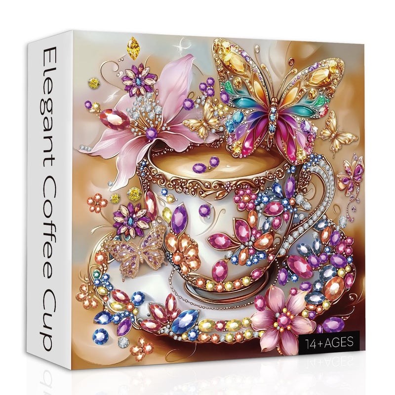 PPuzzling Coffee Cup Puzzles for Adults 1000 Pieces Colorful Flower Butterfly Teacup Jigsaw Puzzles Crystal Jewel Floral Cups Puzzle as Home Decor - Image 3