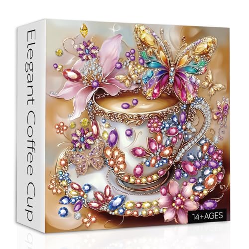PPuzzling Coffee Cup Puzzles for Adults 1000 Pieces Colorful Flower Butterfly Teacup Jigsaw Puzzles Crystal Jewel Floral Cups Puzzle as Home Decor - Image 1
