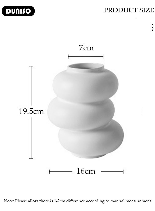 DUNISO Circle Ceramic Vase, Minimalist Bohemian Decor, Modern Dried Flowers Vase, Irregular Shape Vase for Centerpieces Wedding Dinner Table Party Living Room Office Bedroom  - Image 4
