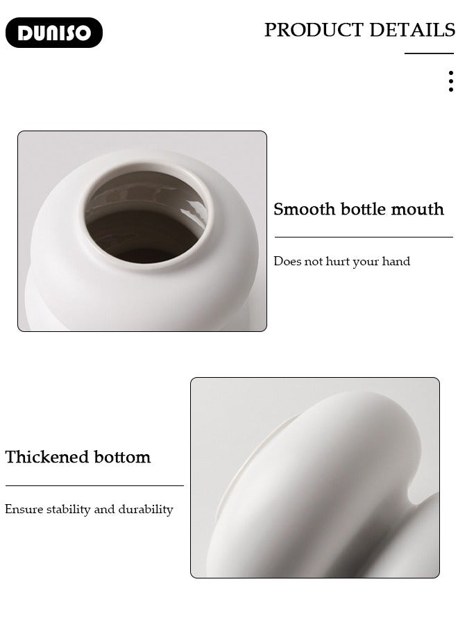 DUNISO Circle Ceramic Vase, Minimalist Bohemian Decor, Modern Dried Flowers Vase, Irregular Shape Vase for Centerpieces Wedding Dinner Table Party Living Room Office Bedroom  - Image 2