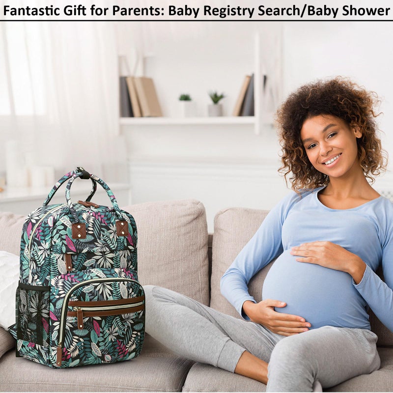 Tenot Diaper Bag Backpack Tote for Women Large Capacity, Baby Bag with Insulated Pockets Multifunctional Diaper Bags For Baby Girl Boy Waterproof Baby Bags For Boys Girls Mama Maternity Bag Colorful Leaves - Image 5
