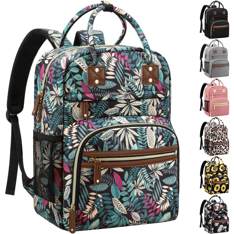 Tenot Diaper Bag Backpack Tote for Women Large Capacity, Baby Bag with Insulated Pockets Multifunctional Diaper Bags For Baby Girl Boy Waterproof Baby Bags For Boys Girls Mama Maternity Bag Colorful Leaves - Image 1