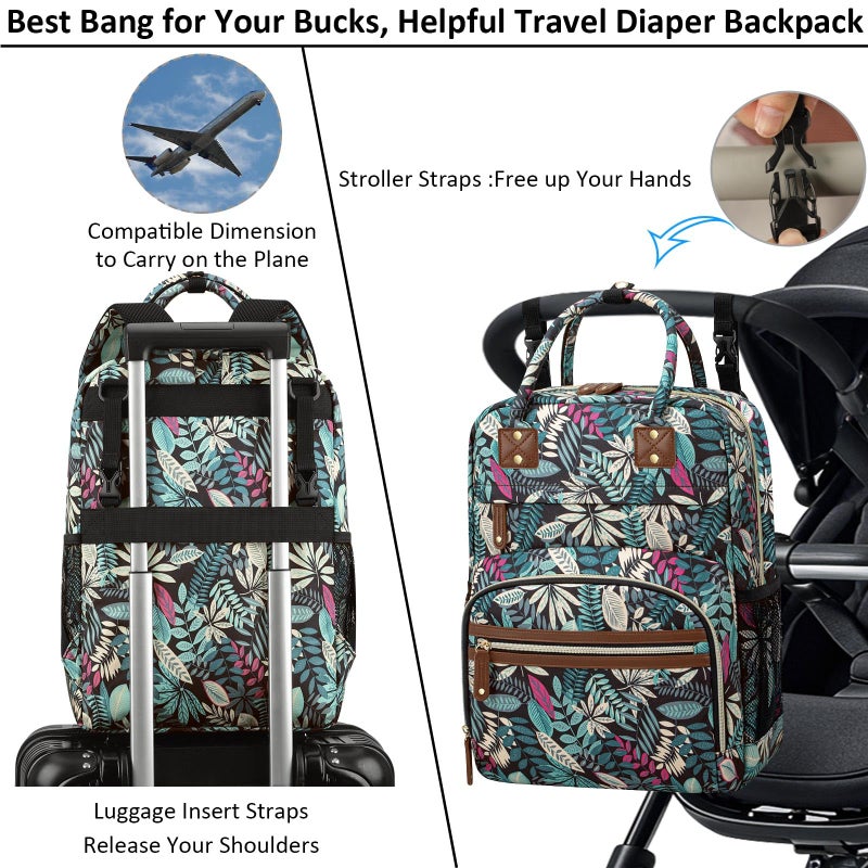 Tenot Diaper Bag Backpack Tote for Women Large Capacity, Baby Bag with Insulated Pockets Multifunctional Diaper Bags For Baby Girl Boy Waterproof Baby Bags For Boys Girls Mama Maternity Bag Colorful Leaves - Image 4