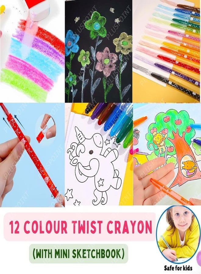 PLUSPOINT Twist Crayons For Kids - 12 Pcs Crayon Set | Crayon For Drawing, Painting and Coloring | Art & Craft Tools | Ideal For Birthday Gifts For Children - Image 4