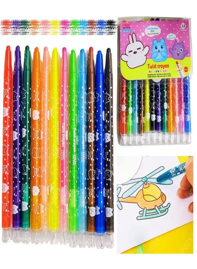 PLUSPOINT Twist Crayons For Kids - 12 Pcs Crayon Set | Crayon For Drawing, Painting and Coloring | Art & Craft Tools | Ideal For Birthday Gifts For Children - Image 1