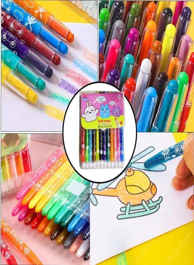 PLUSPOINT Twist Crayons For Kids - 12 Pcs Crayon Set | Crayon For Drawing, Painting and Coloring | Art & Craft Tools | Ideal For Birthday Gifts For Children - Image 3