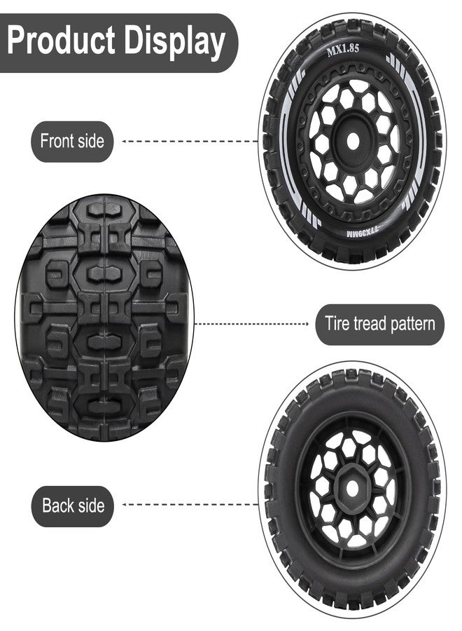 LRFHL RC Tires and Wheels Pre-glued Compatible with Arrma Typhon Grom Granite 1/18 1/14 RC Car Tires Wheels Upgrade (4PCS) - Image 5